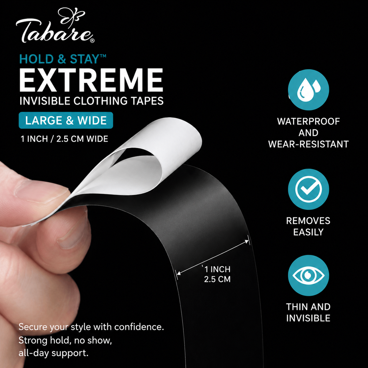 Hold & Stay™ Extreme Invisible Clothing and Skin Tapes