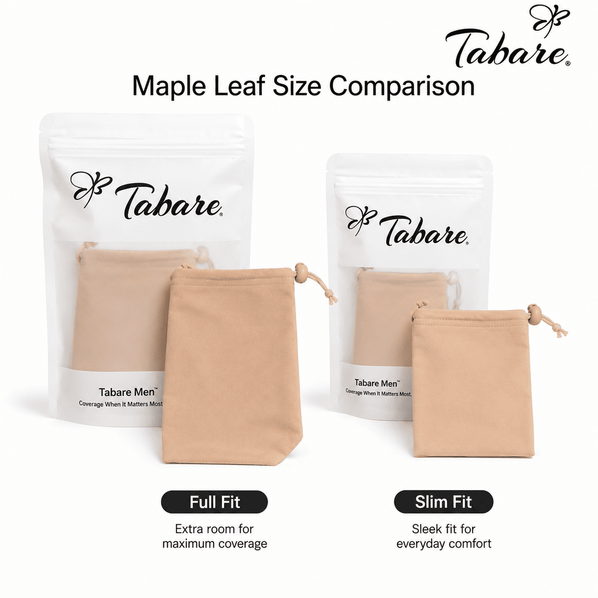 Tabare Maple Leaf Modesty Pouch Size Comparison